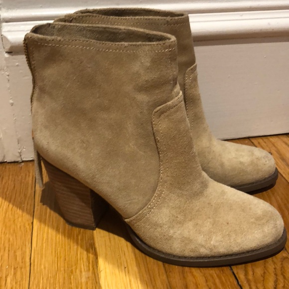 C Wonder Tan Suede Bootie Heels - Picture 1 of 4
